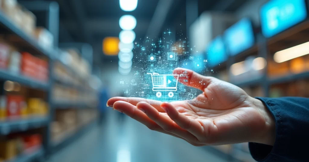 Representação detalhada do funil de vendas dividido em topo, meio e fundo com ícones de leads e clientes em diferentes estágios